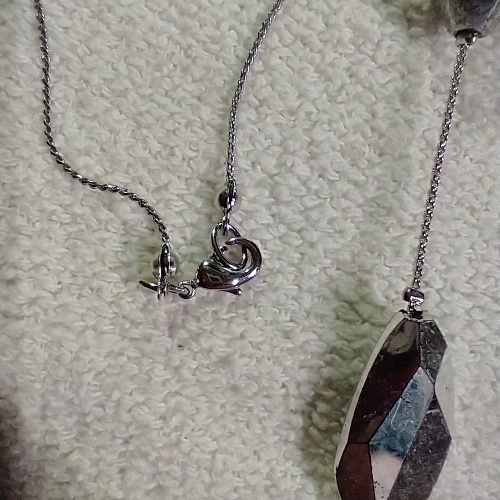 Silvertone bead chain mirror ball necklace